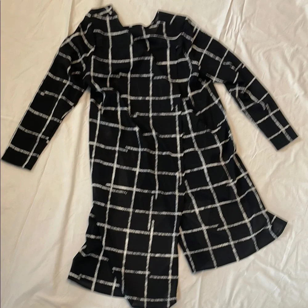 SYMPLI Stylish Black and White Checkered Tunic - Picture 4 of 7